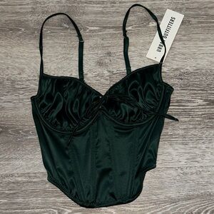 Urban Outfitters Dark Green Satin Bustier